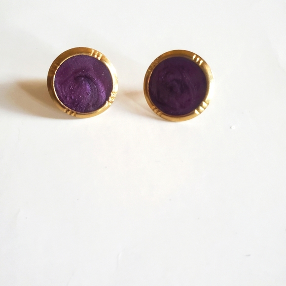 Jewelry - Vintage Purple Gold Stud Earrings